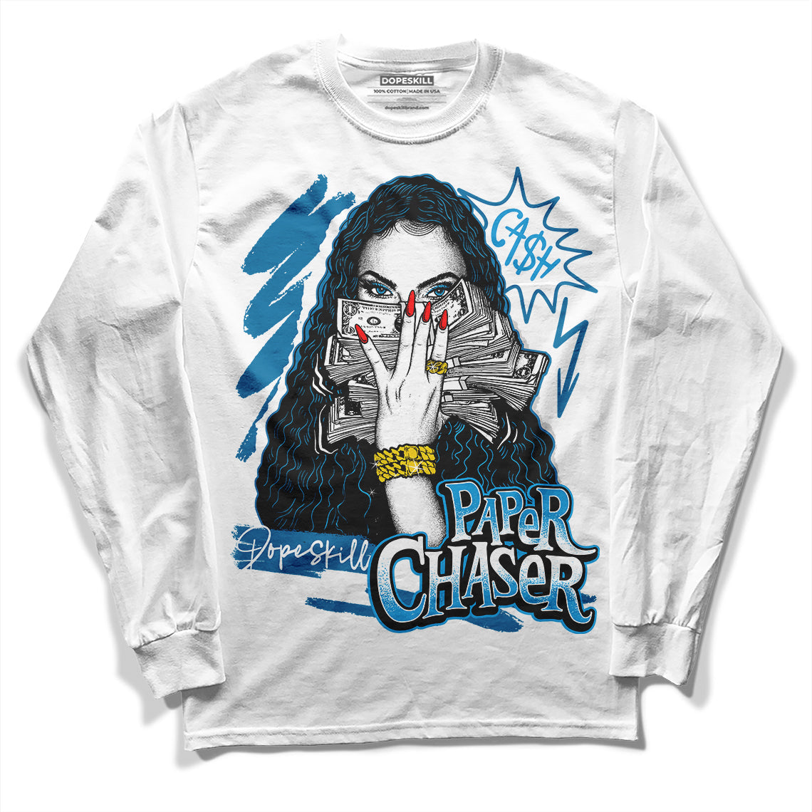 Military Blue 4s DopeSkill Long Sleeve T-Shirt NPC Graphic