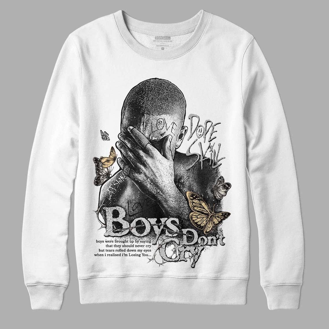 Off Noir 3s DopeSkill Sweatshirt Boys Don't Cry Graphic