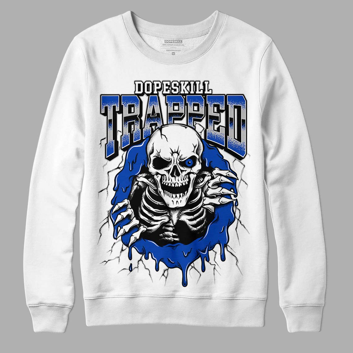 AJ 5 Racer Blue DopeSkill Sweatshirt Trapped Halloween Graphic