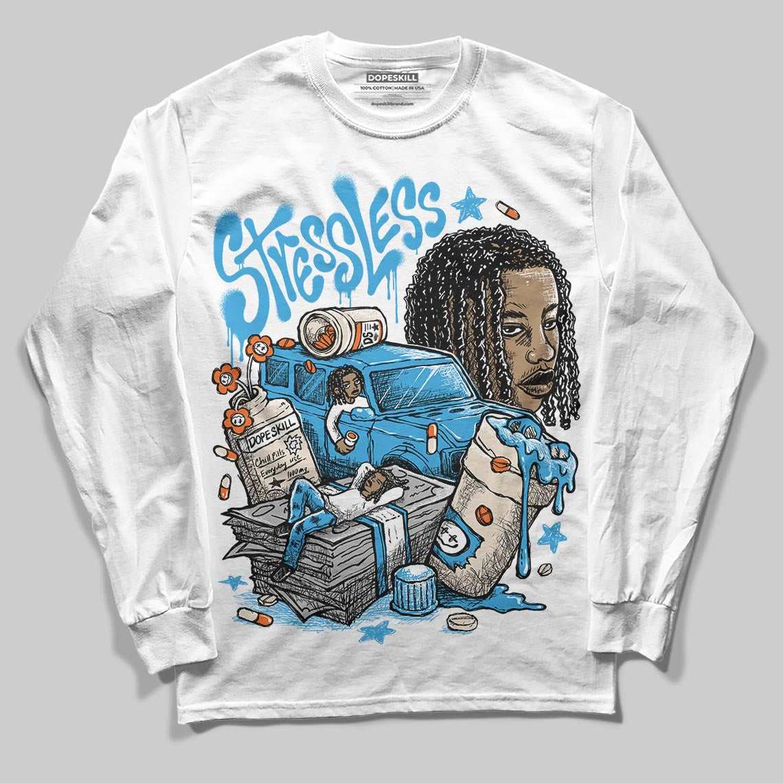 UNC Reimagined 1s DopeSkill Long Sleeve T-Shirt Stressless Graphic