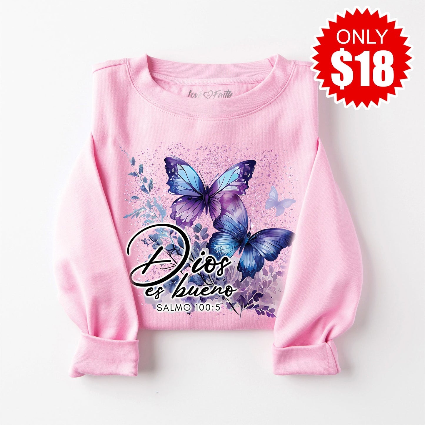 Dios Es Bueno Sweatshirt - Heather Bubble Gum - 18