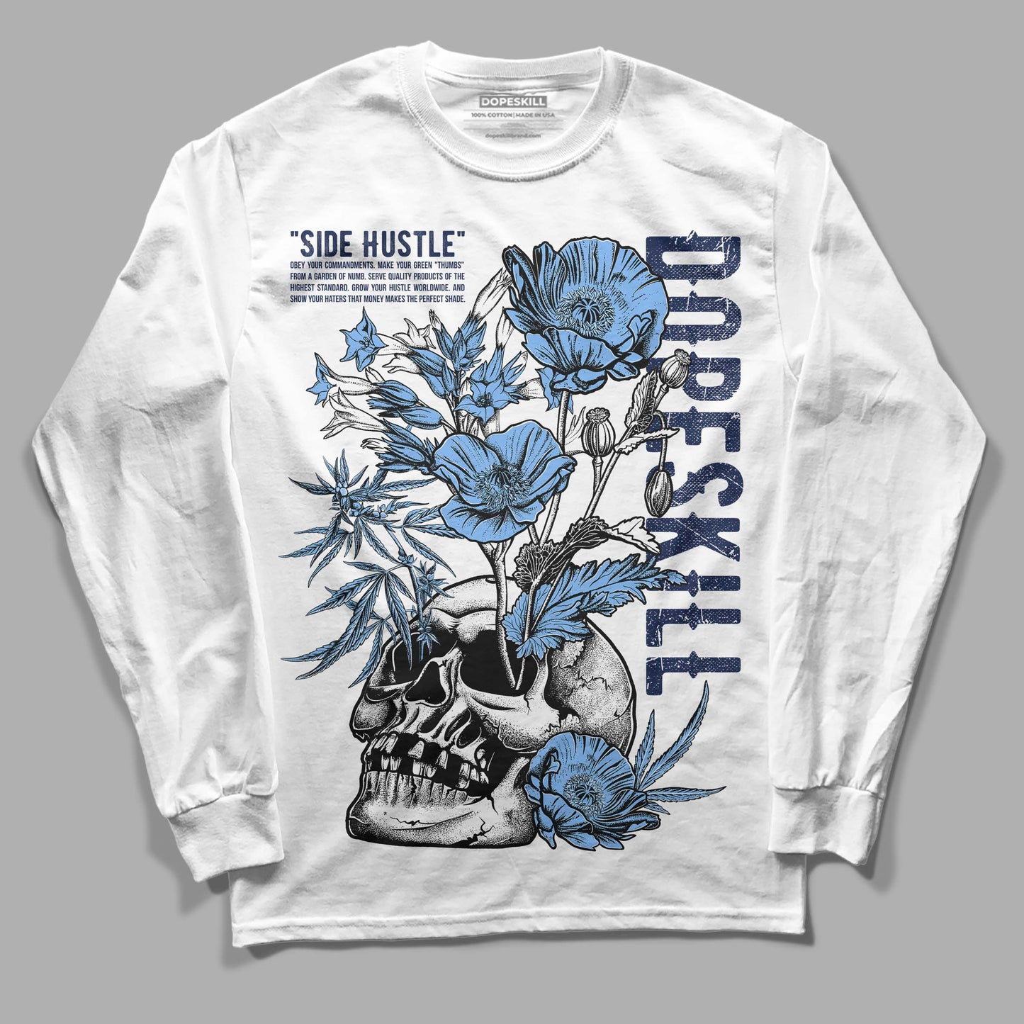 Midnight Navy 5s DopeSkill Long Sleeve T-Shirt Side Hustle Graphic