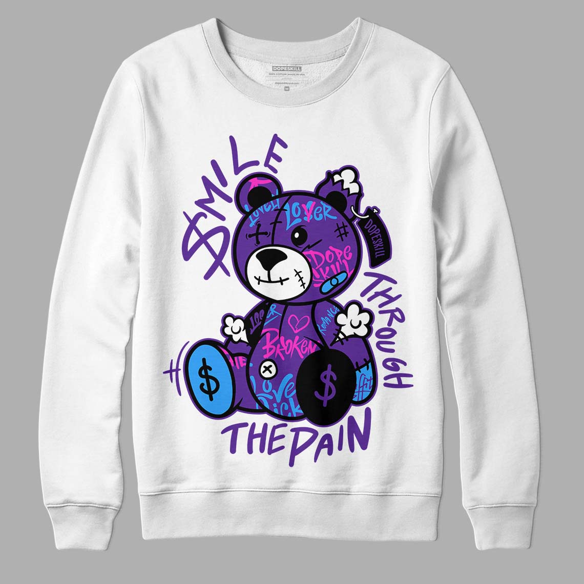 PURPLE Collection DopeSkill Sweatshirt Smile Through The Pain Graphic