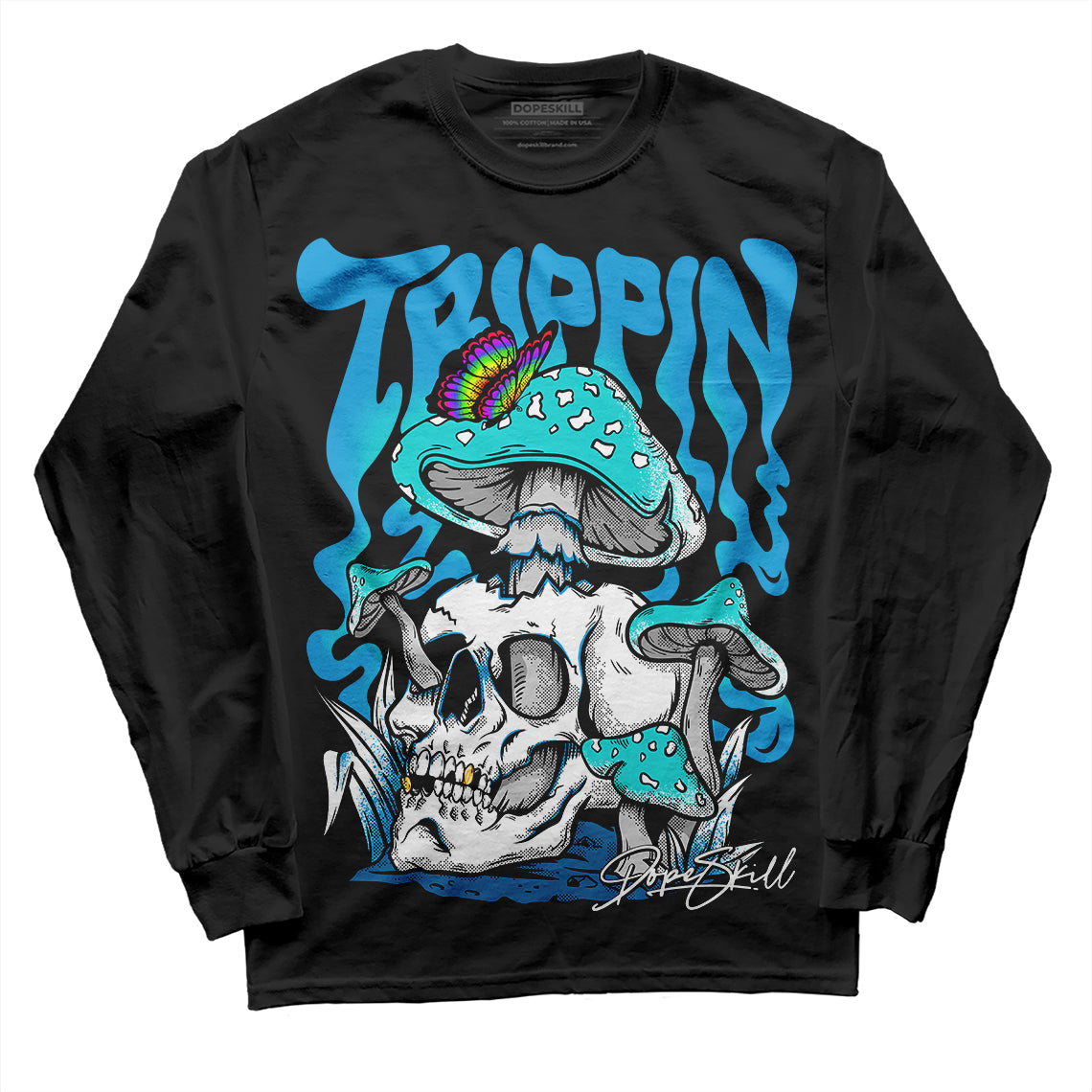 Military Blue 4s DopeSkill Long Sleeve T-Shirt Trippin Graphic