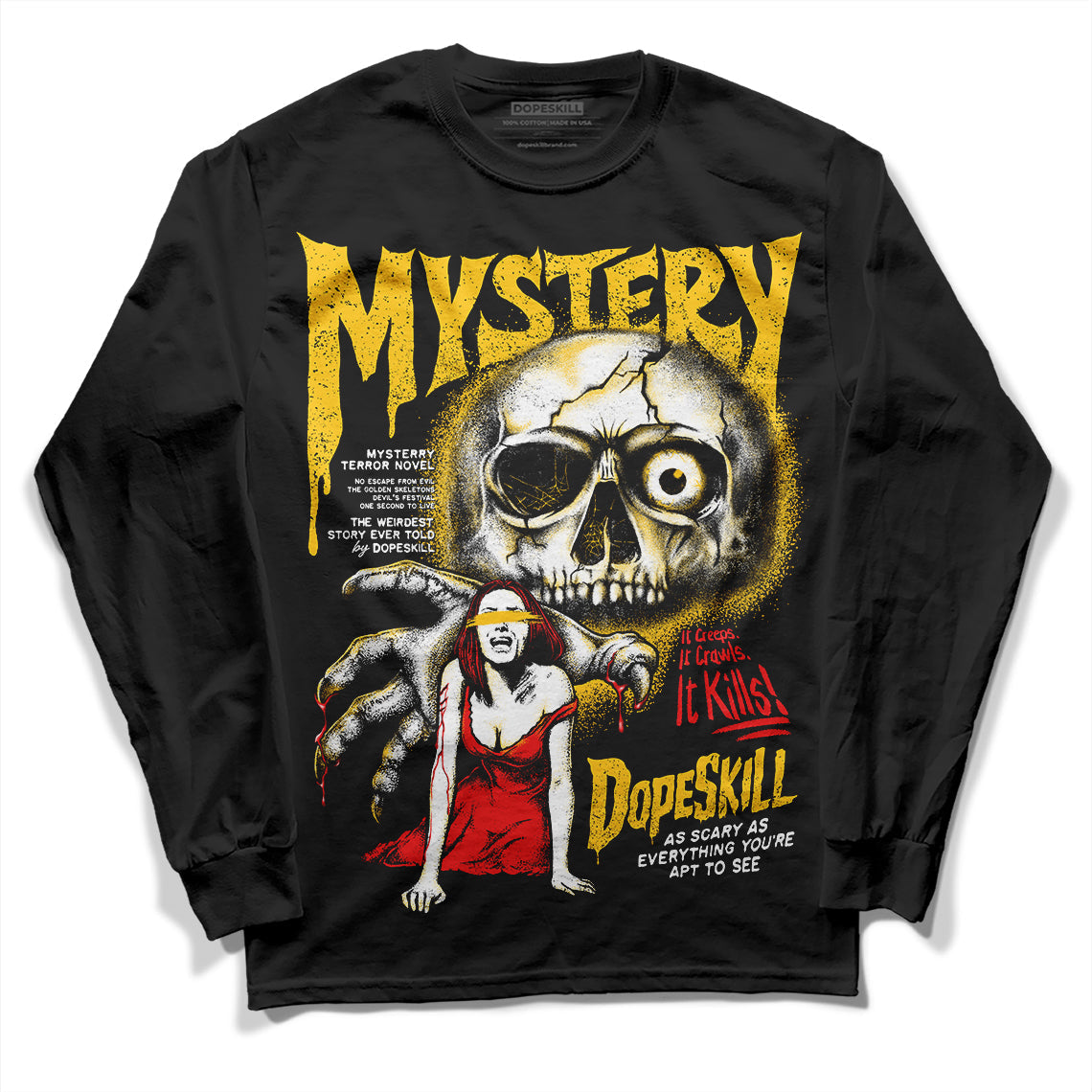 Yellow Collection DopeSkill Long Sleeve T-Shirt Mystery Ghostly Grasp Graphic