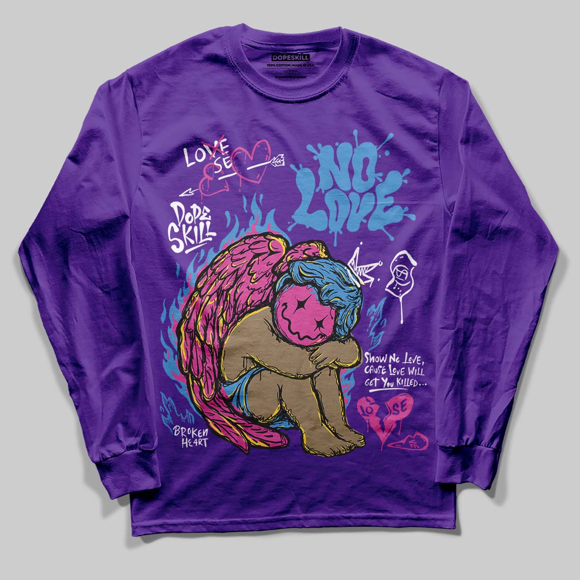 PURPLE Collection DopeSkill Long Sleeve T-Shirt No Love Graphic