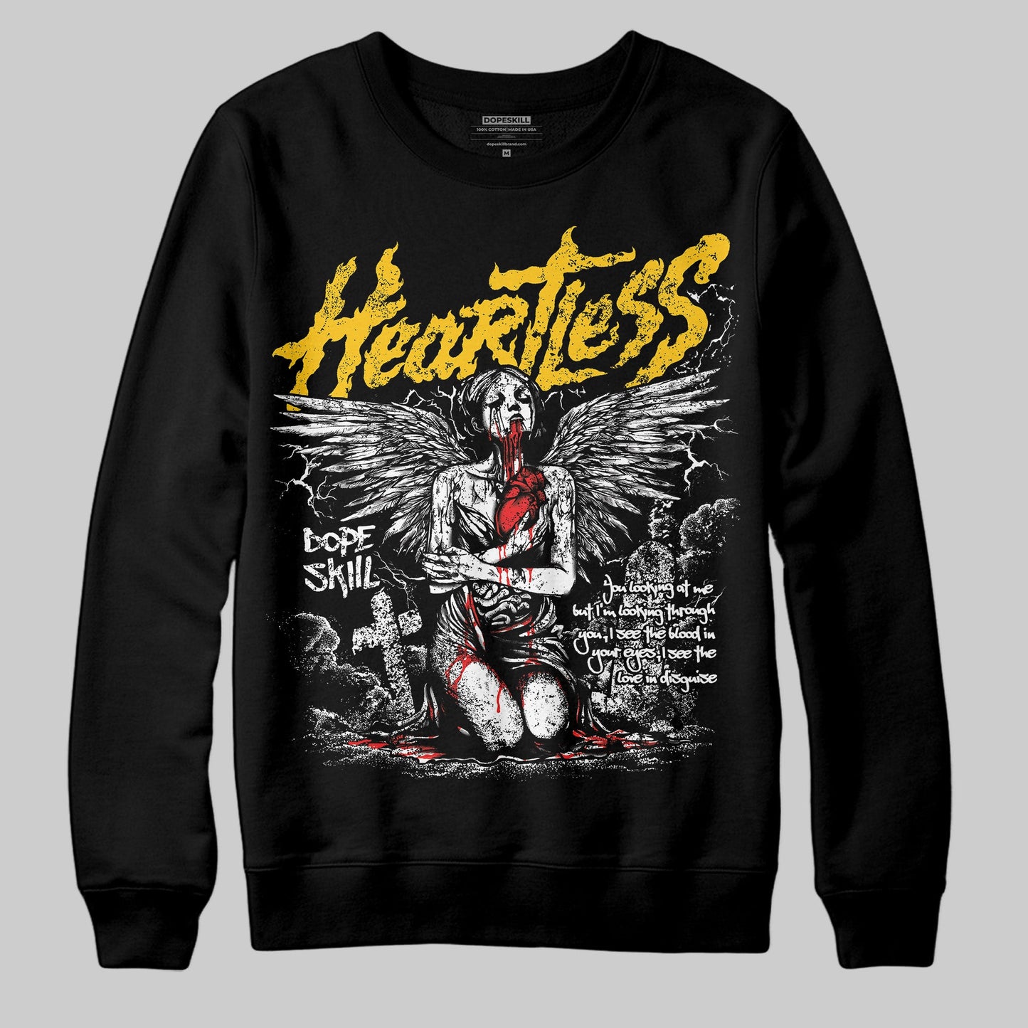 Yellow Collection DopeSkill Sweatshirt Heartless Graphic