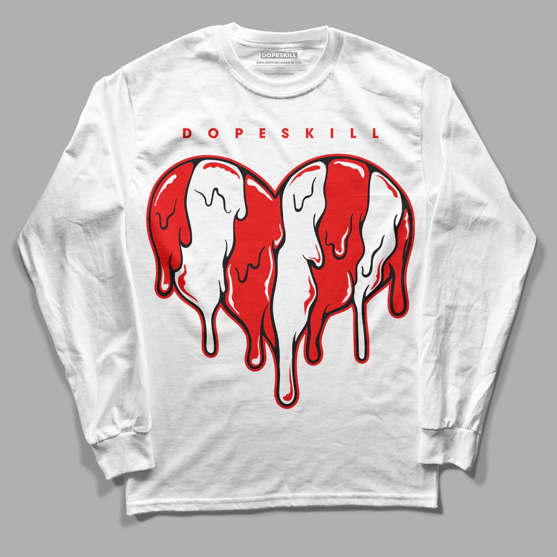 Cherry 11s DopeSkill Long Sleeve T-Shirt Slime Drip Heart Graphic