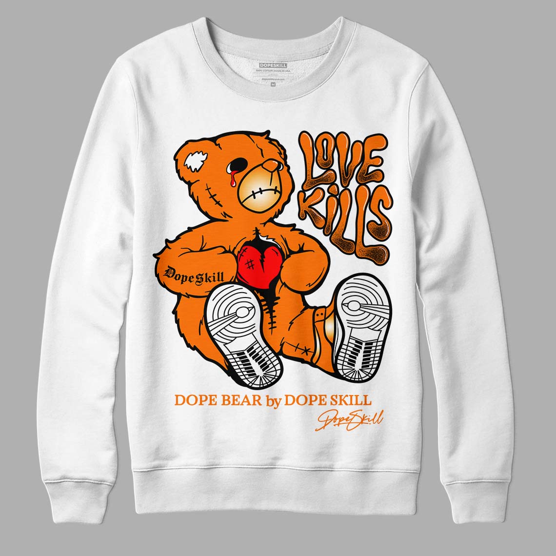 Dunk Low Magma Orange DopeSkill Sweatshirt Love Kills Graphic