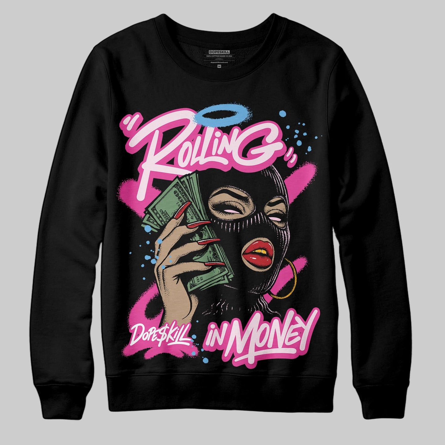 Pink Collection DopeSkill Sweatshirt Rolling in Money Graphic