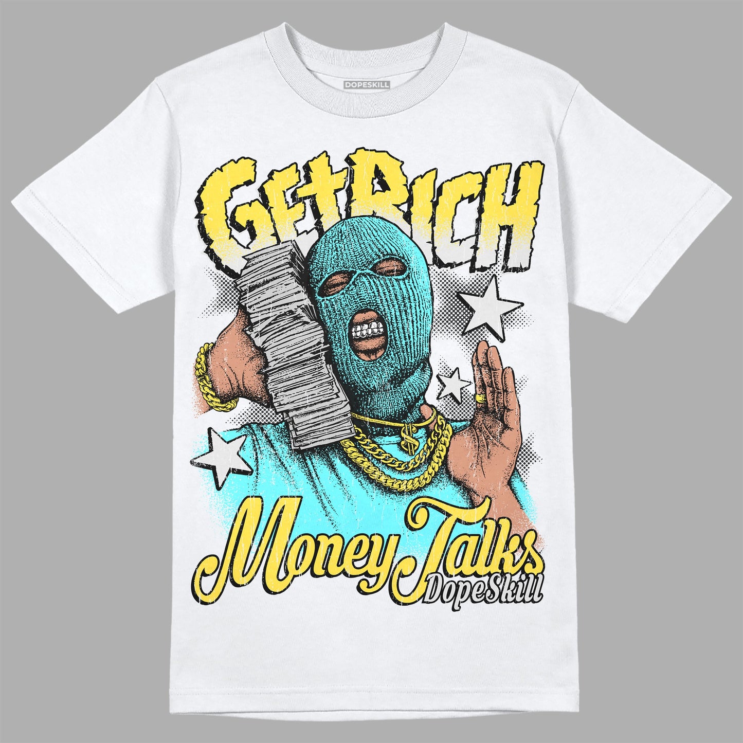 Aqua 5s DopeSkill T-Shirt Get Rich Graphic