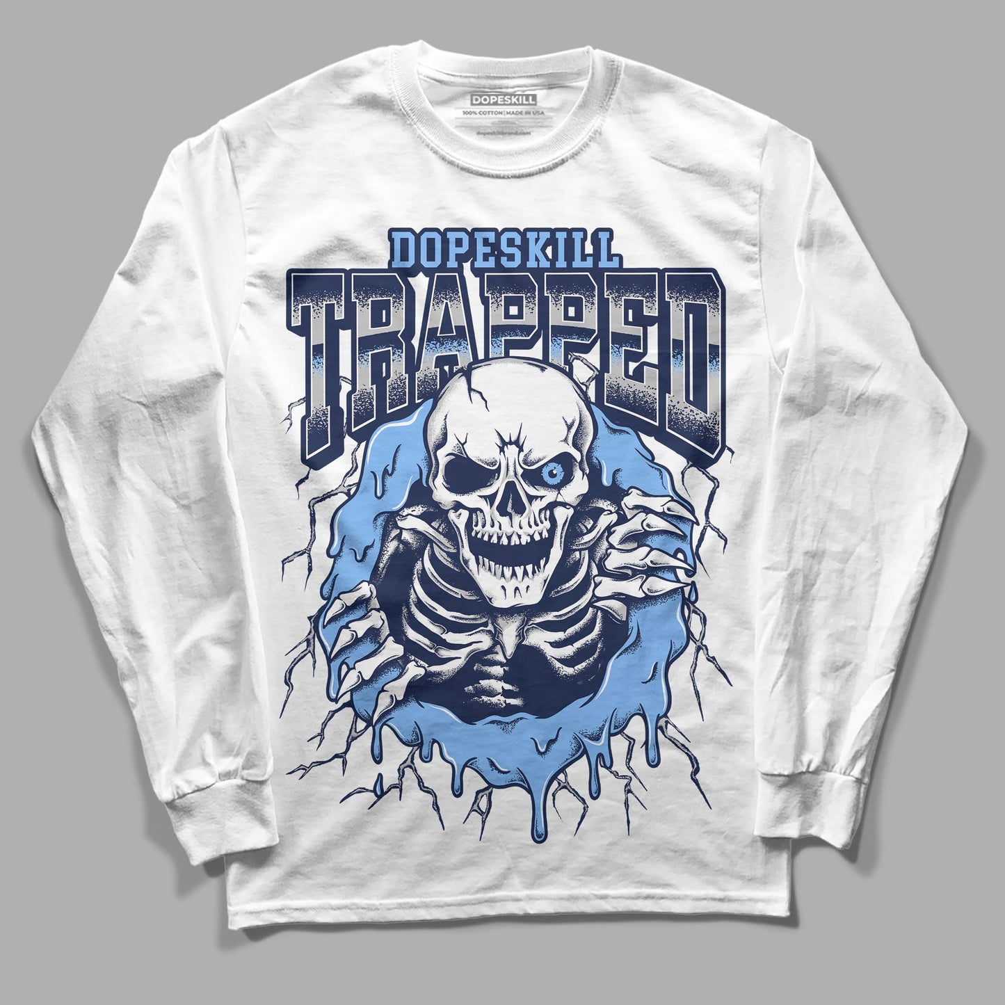 Midnight Navy 5s DopeSkill Long Sleeve T-Shirt Trapped Halloween Graphic