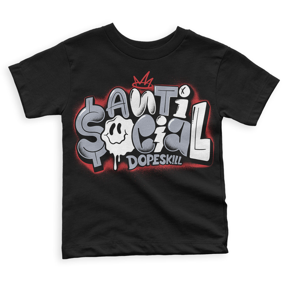 Bred Reimagined 4s DopeSkill Toddler Kids T-shirt Anti Social Graphic