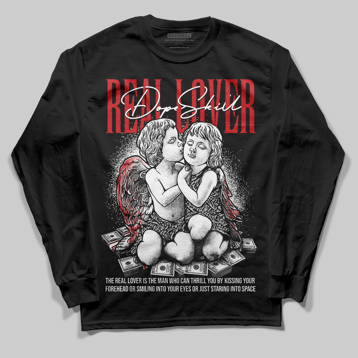 Black Cement 3s DopeSkill Long Sleeve T-Shirt Real Lover Graphic