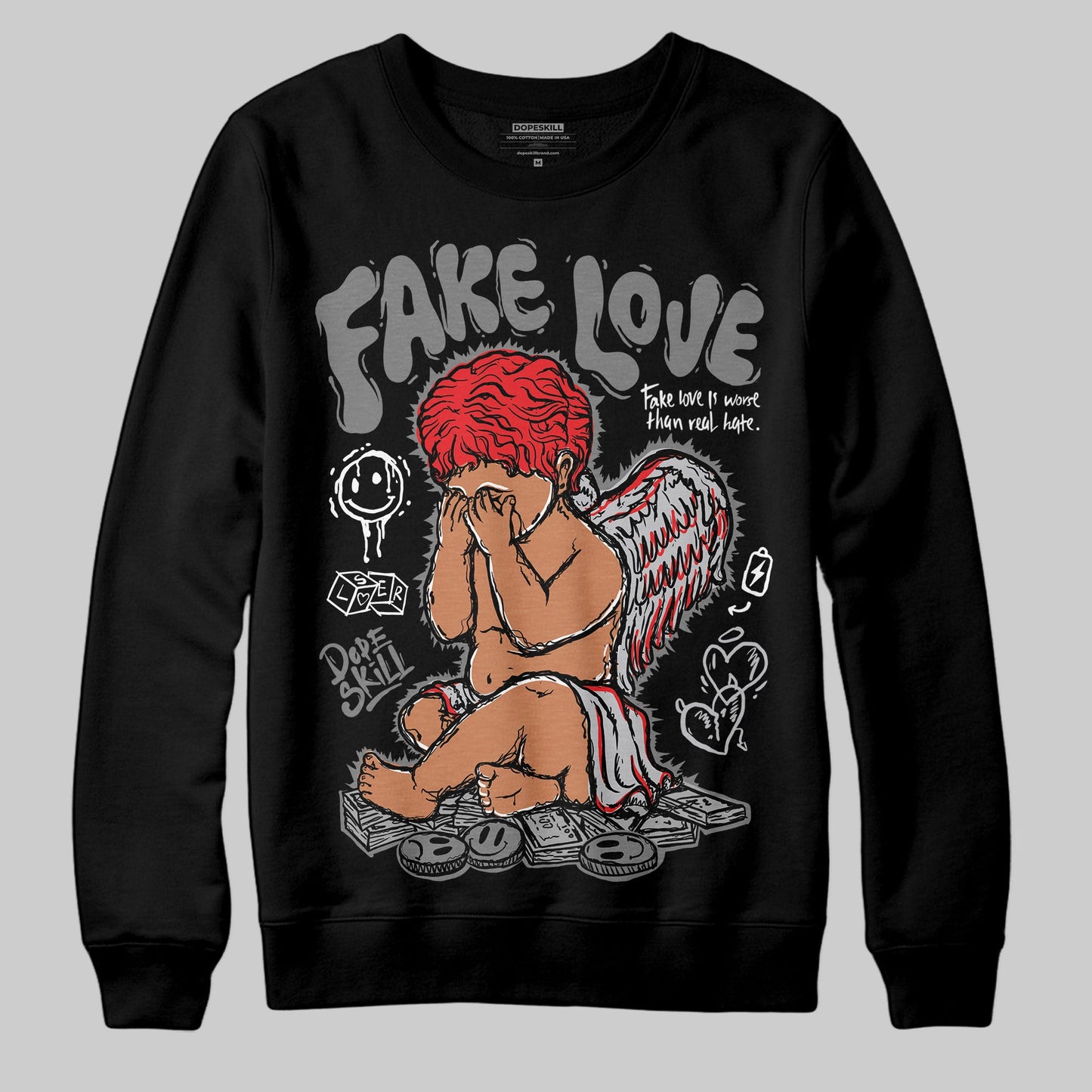 Grey Collection DopeSkill Sweatshirt False Love Graphic