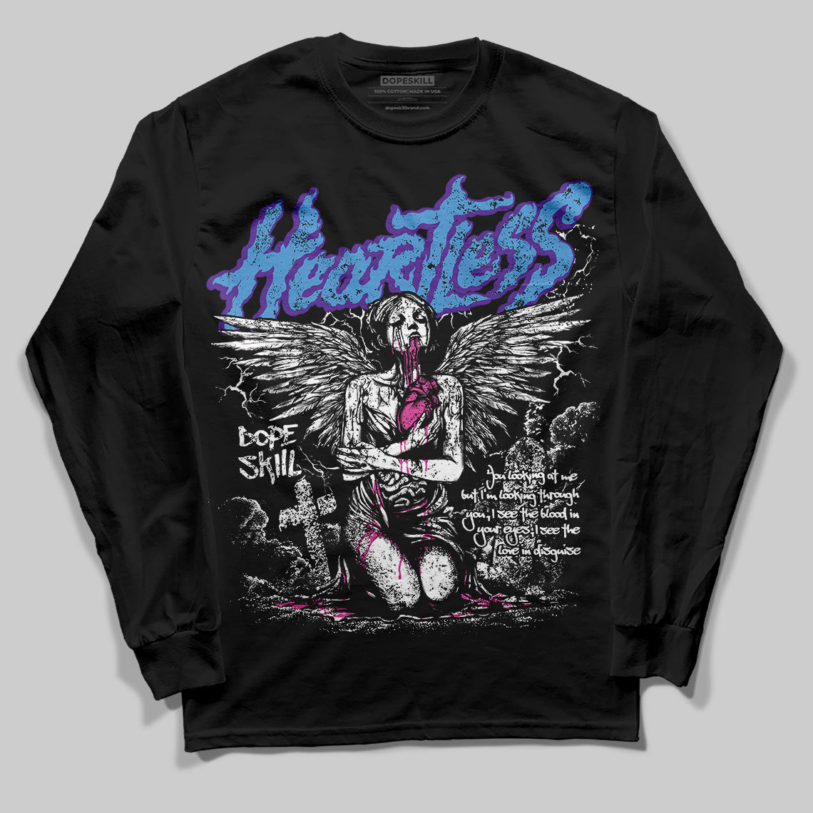 PURPLE Collection DopeSkill Long Sleeve T-Shirt Heartless Graphic