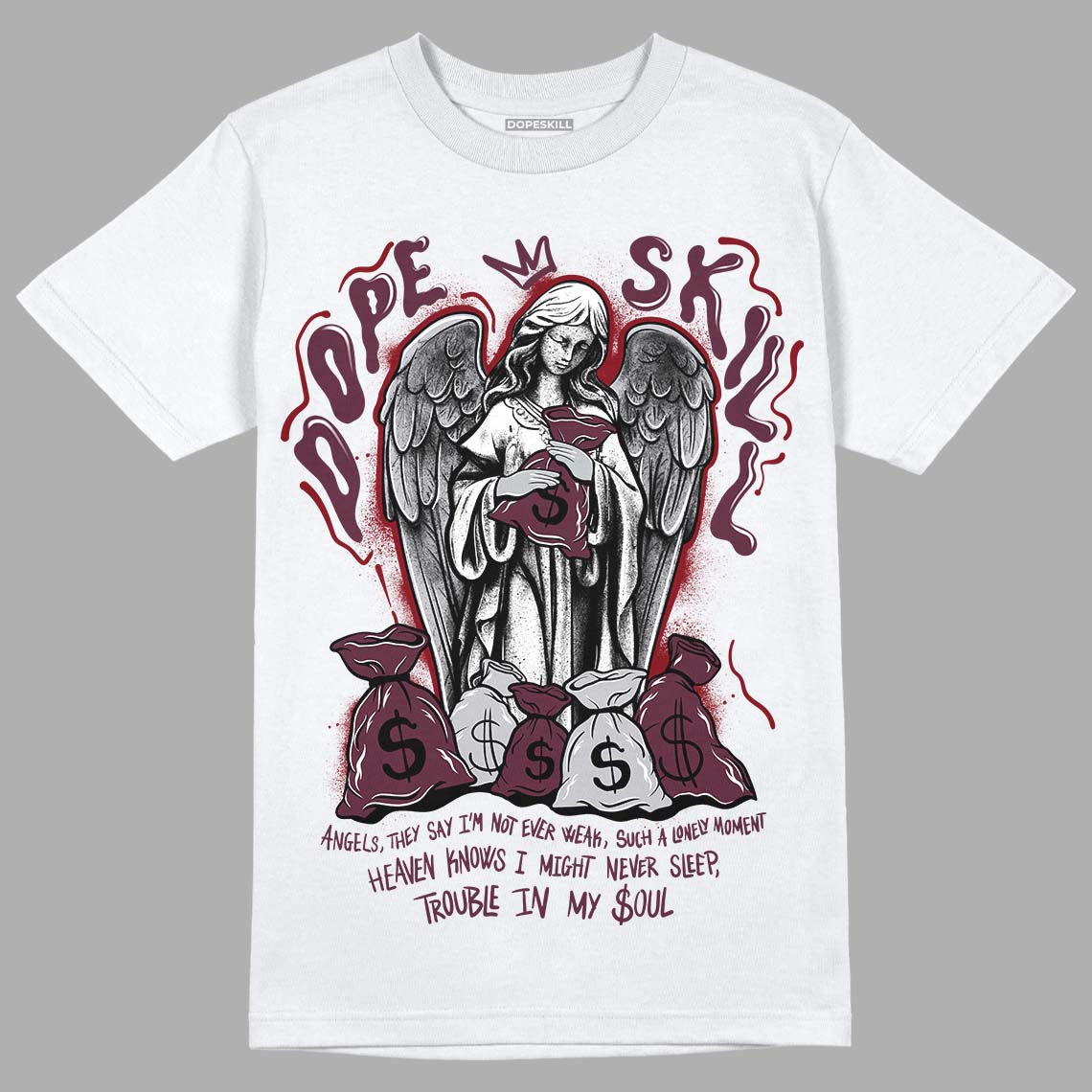 Burgundy 5s DopeSkill T-Shirt Angels Graphic
