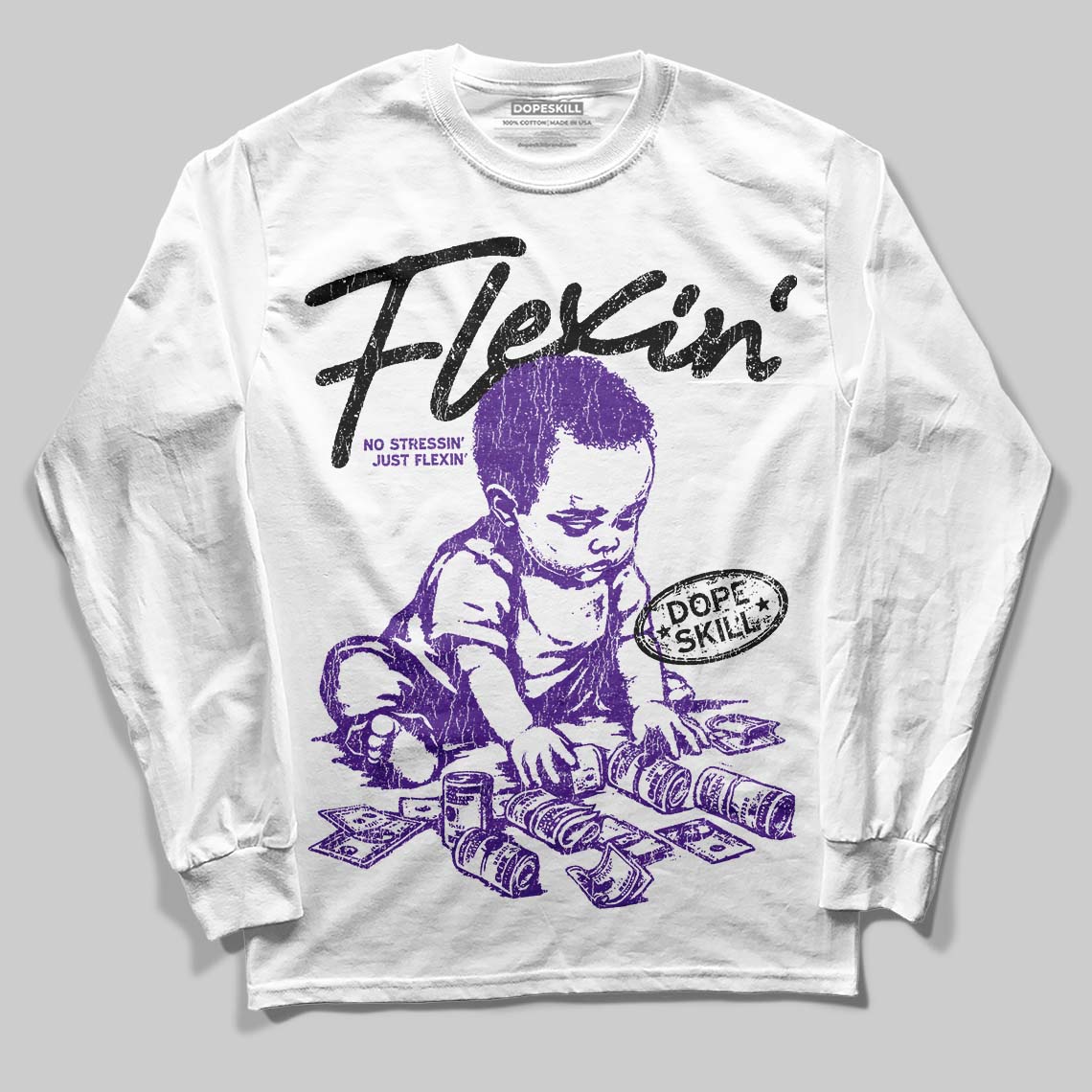 PURPLE Collection DopeSkill Long Sleeve T-Shirt Flexin' Graphic