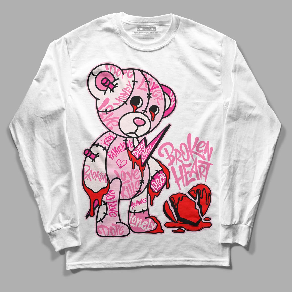 Dunk Low Pink Foam DopeSkill Long Sleeve T-Shirt Broken Heart Graphic