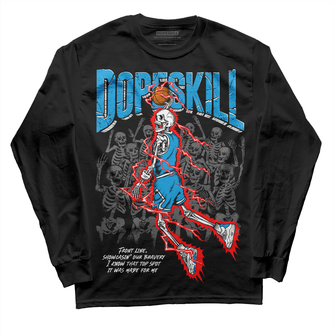 Military Blue 4s DopeSkill Long Sleeve T-Shirt Thunder Dunk Graphic