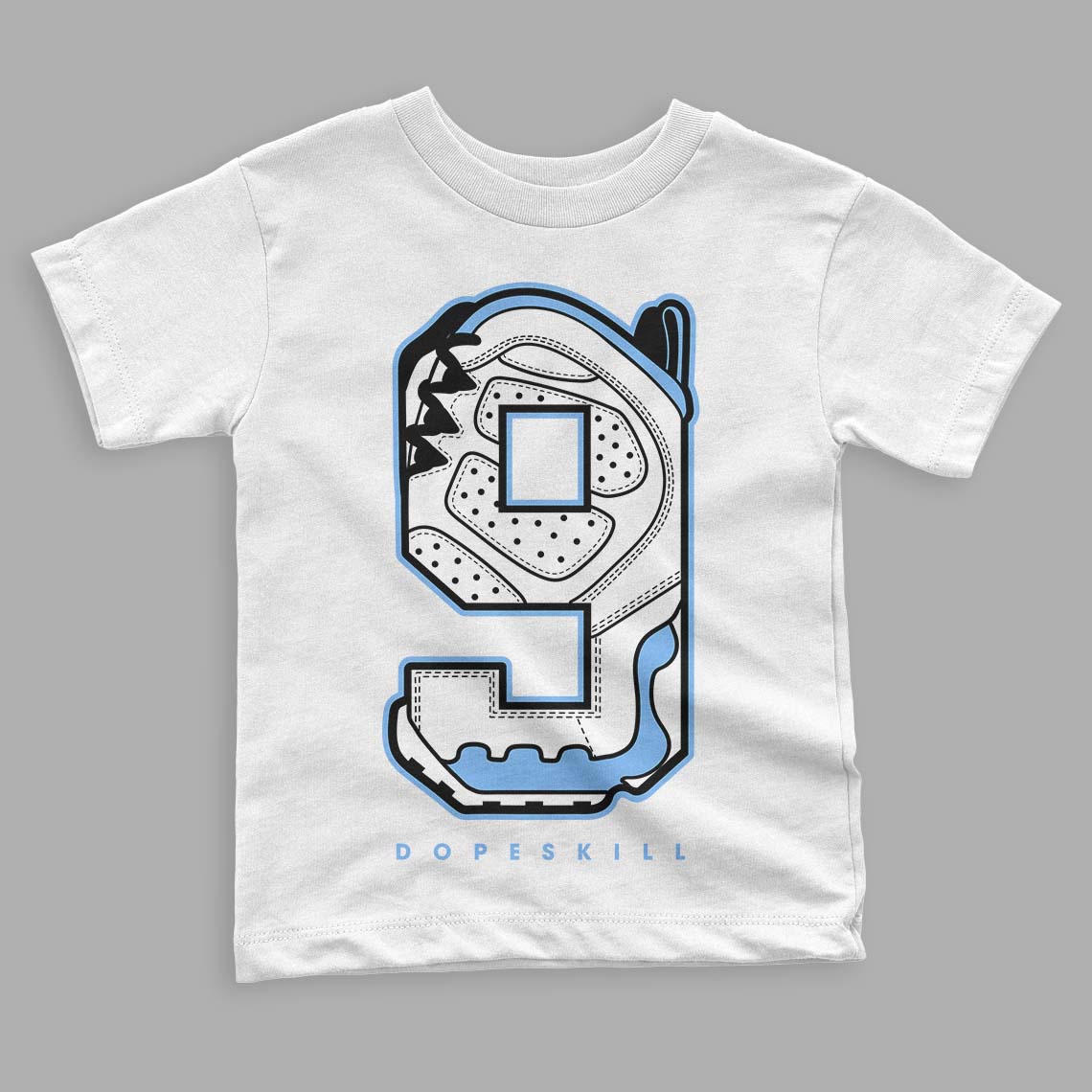 Powder Blue 9s DopeSkill Toddler Kids T-shirt No.9 Graphic