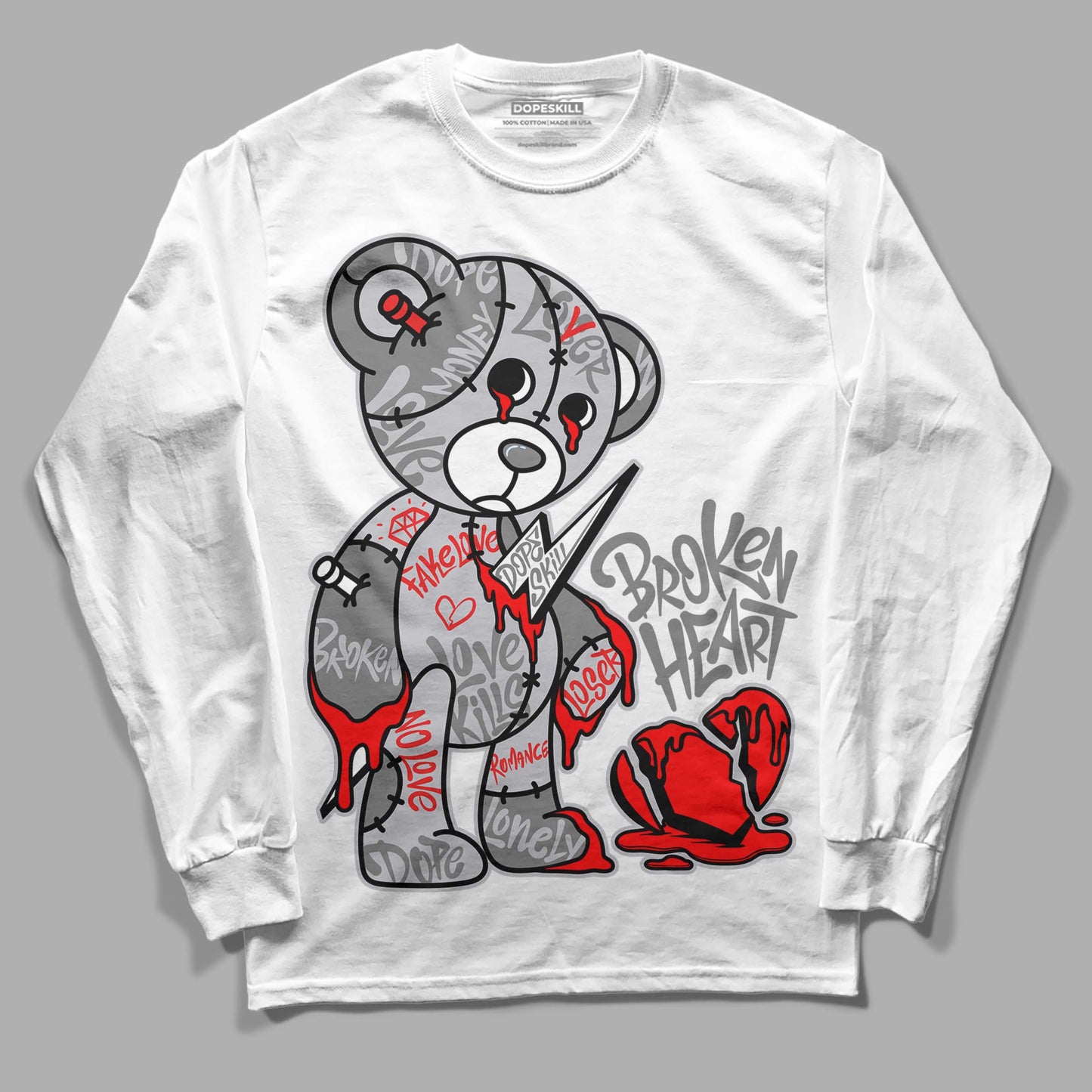 Grey Collection DopeSkill Long Sleeve T-Shirt Broken Heart Graphic