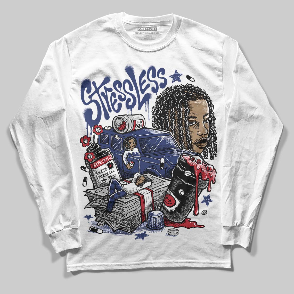 Rare Air Deep Royal Blue 1s DopeSkill Long Sleeve T-Shirt Stressless Graphic