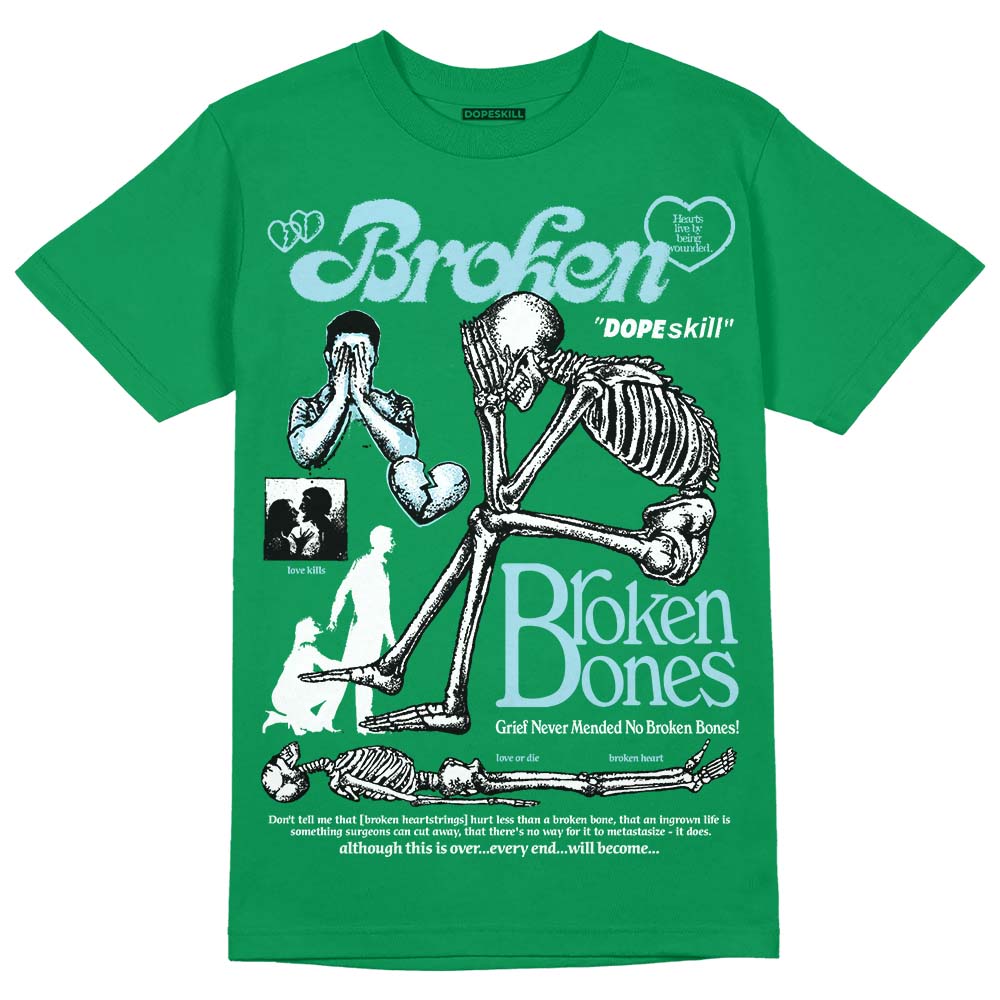 Lucky Green 5s DopeSkill Green T-shirt Broken Bones Graphic