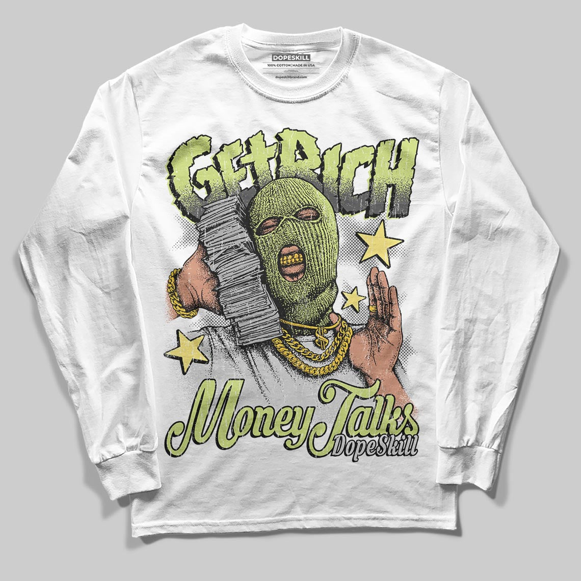 Light Lemon Twist 4s DopeSkill Long Sleeve T-Shirt Get Rich Graphic