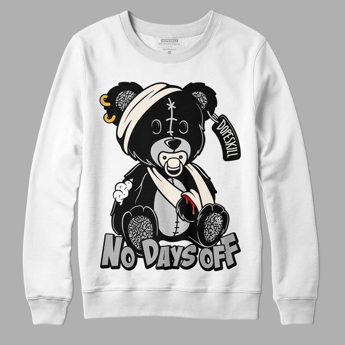 Off Noir 3s DopeSkill Sweatshirt Hurt Bear Graphic