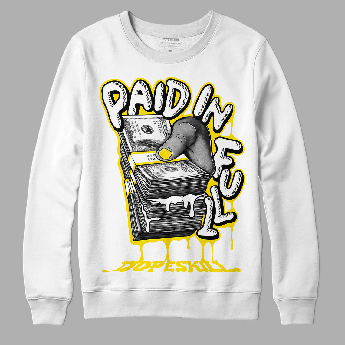 AJ 13 Del Sol DopeSkill Sweatshirt Paid In Full Graphic