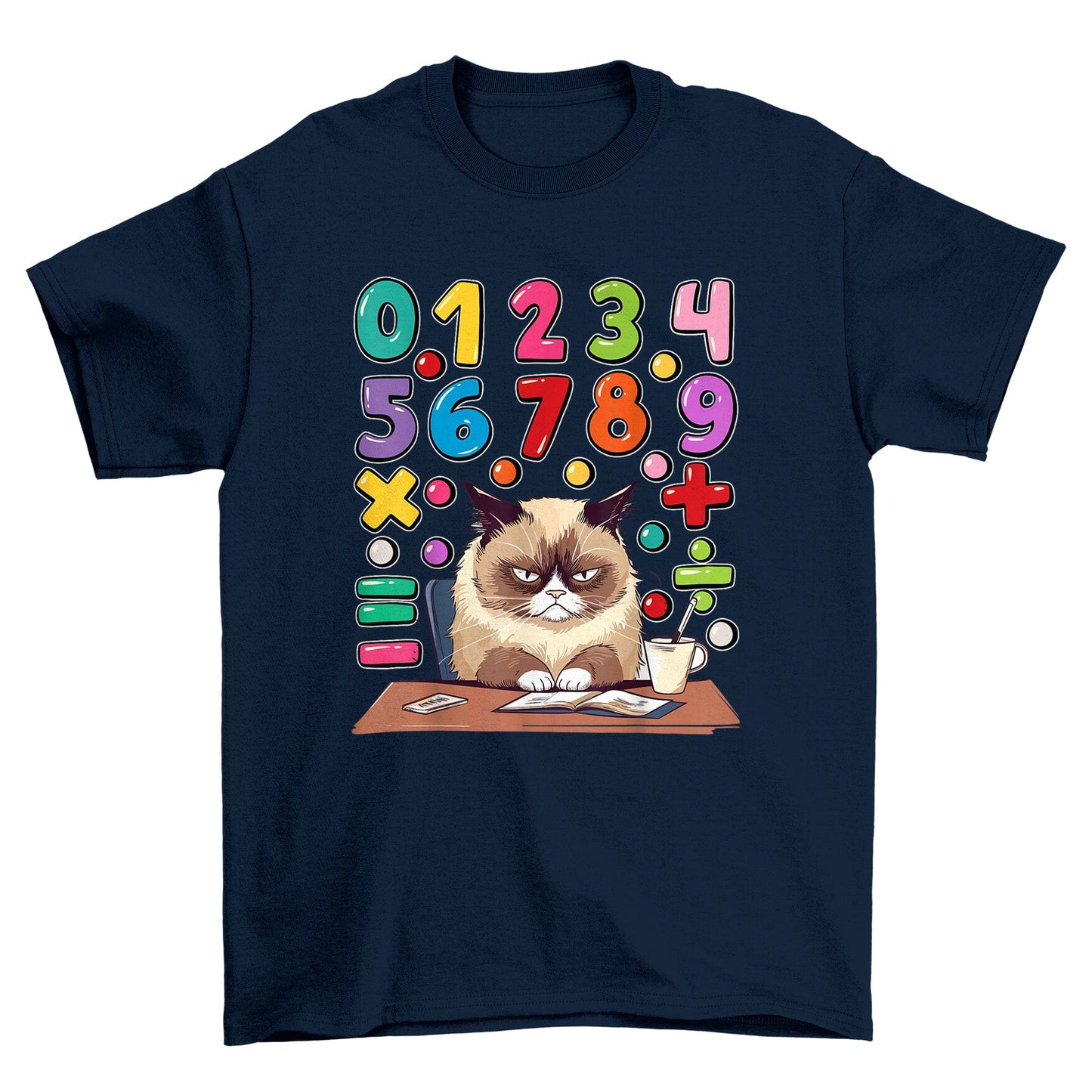 Angry Cat Number Math Day Kids Tee