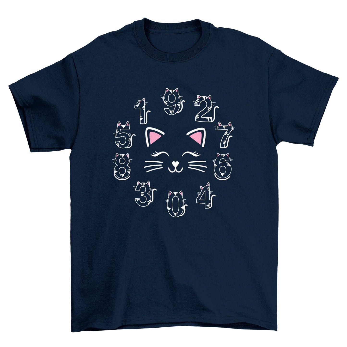 Cat Face Numbers Day Kids Tee