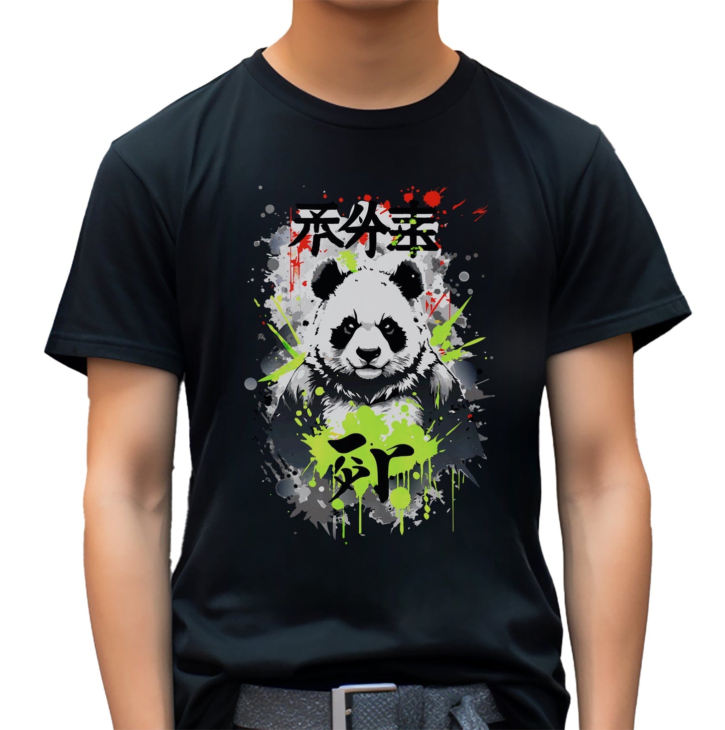 Ink Splatter Panda Anime T-Shirt