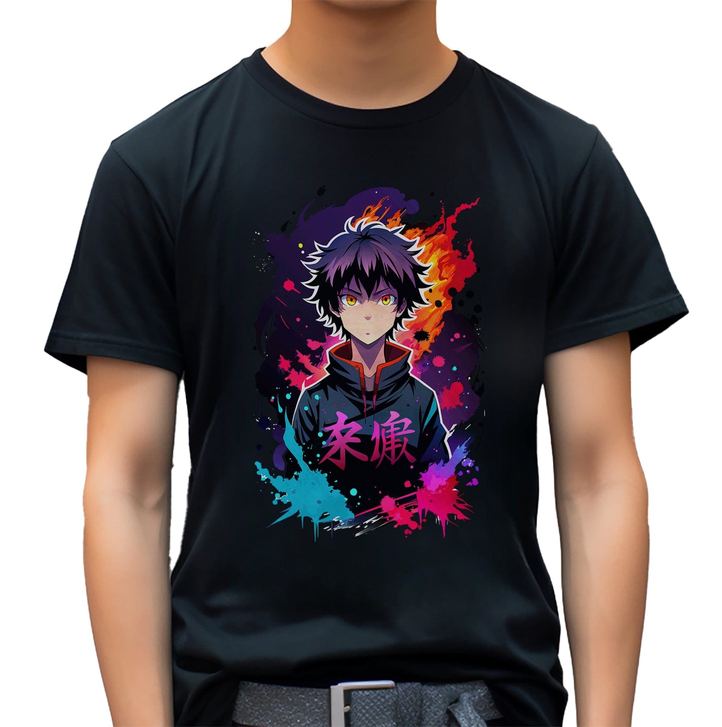 Ink Splat Anime Boy T-Shirt