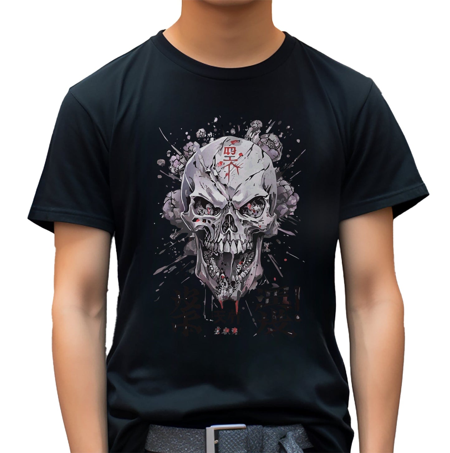 Japanese Grey Skull T-Shirt