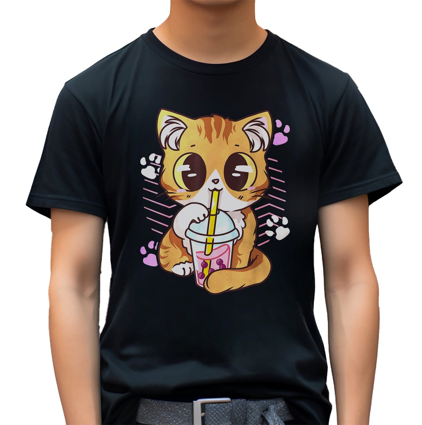 Cute Kawaii Cat Boba T-shirt