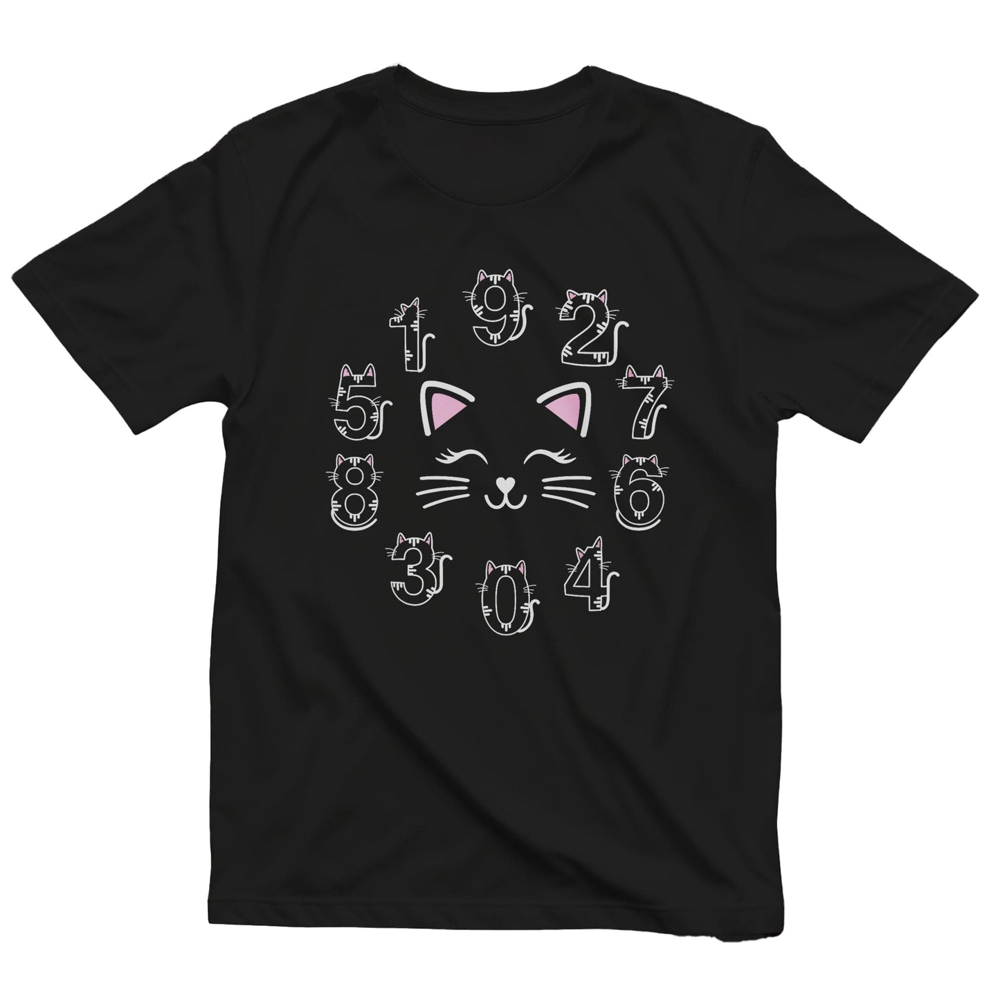 Cat Face Numbers Day Kids Tee