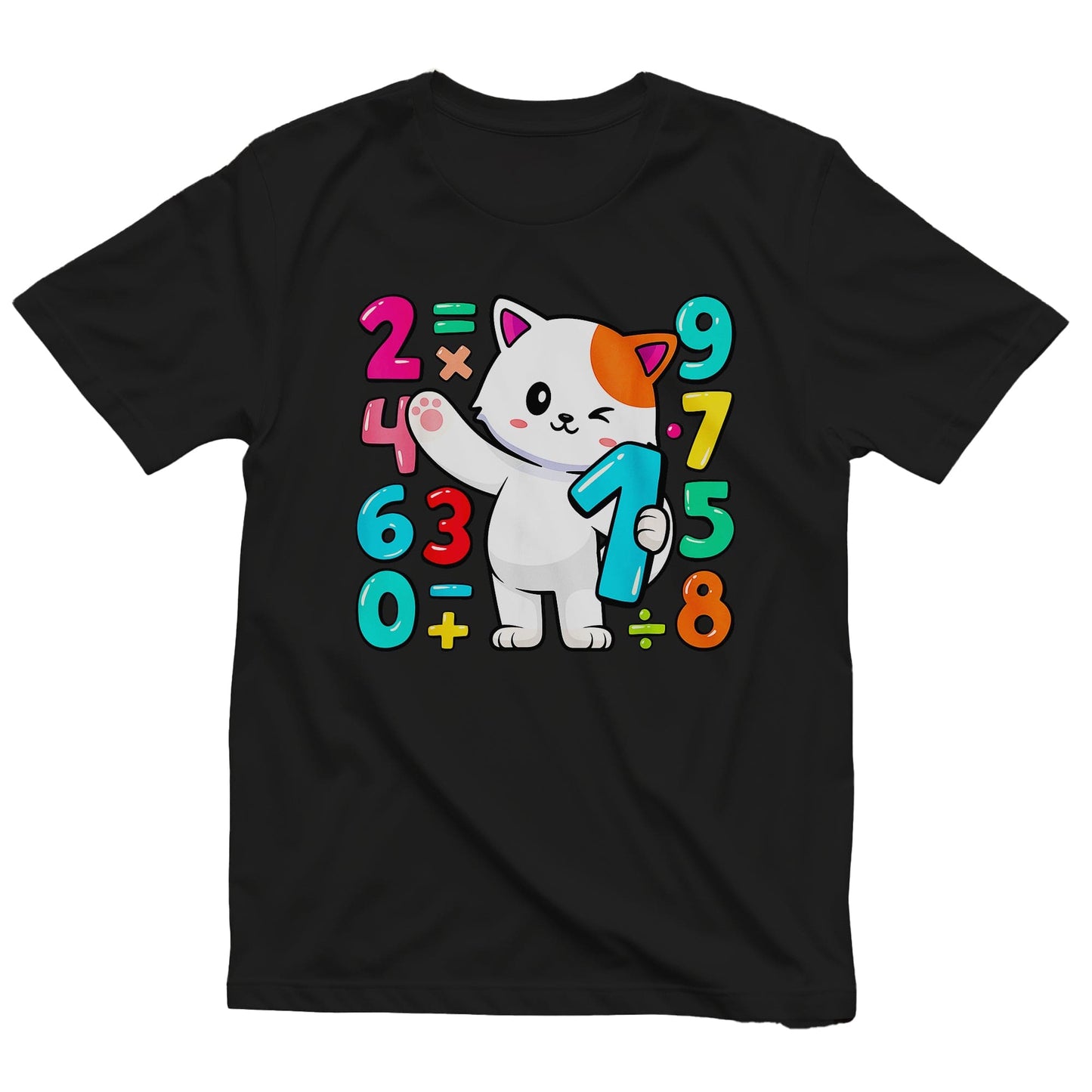 Cool Cat Numbers Math Day Kids Tee