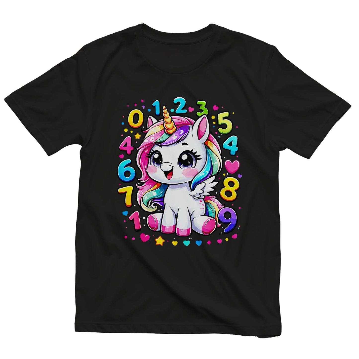 Cute Unicorn Numbers Math Day Kids Tee