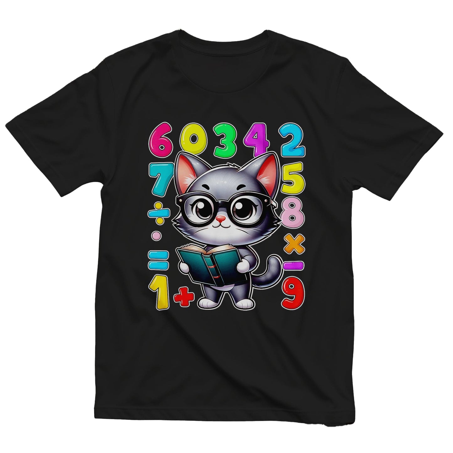 School Cat Numbers Day Kids Tee