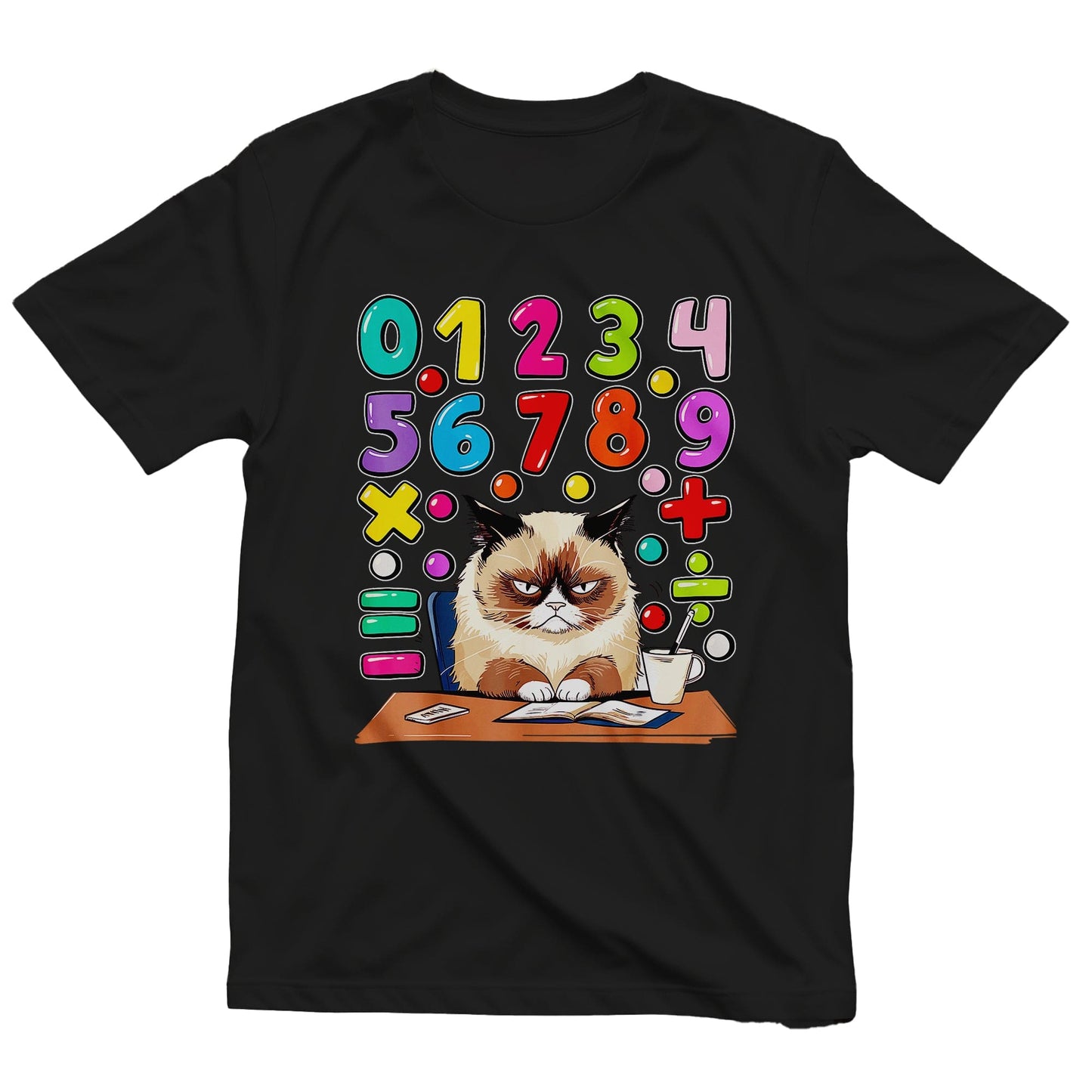 Angry Cat Number Math Day Kids Tee