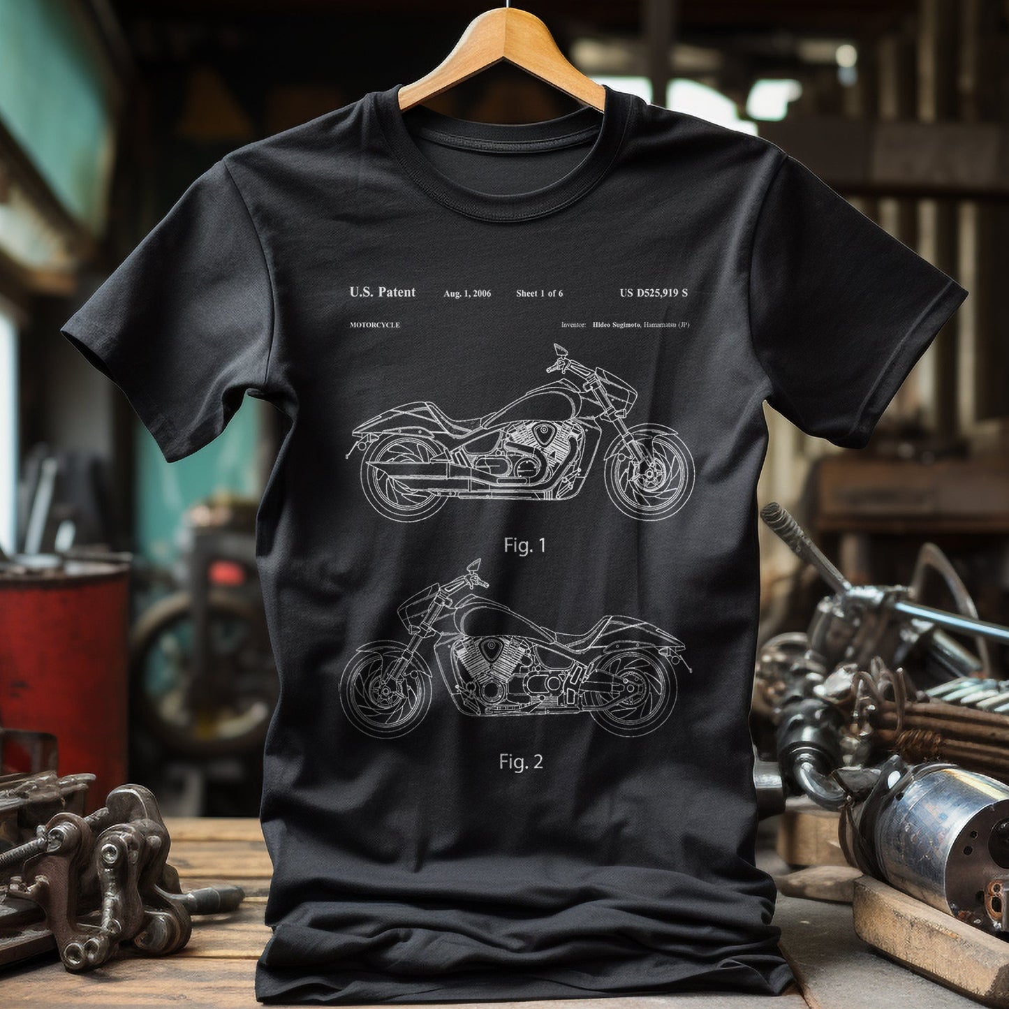 Motorcycle Patent Blueprint T-Shirt