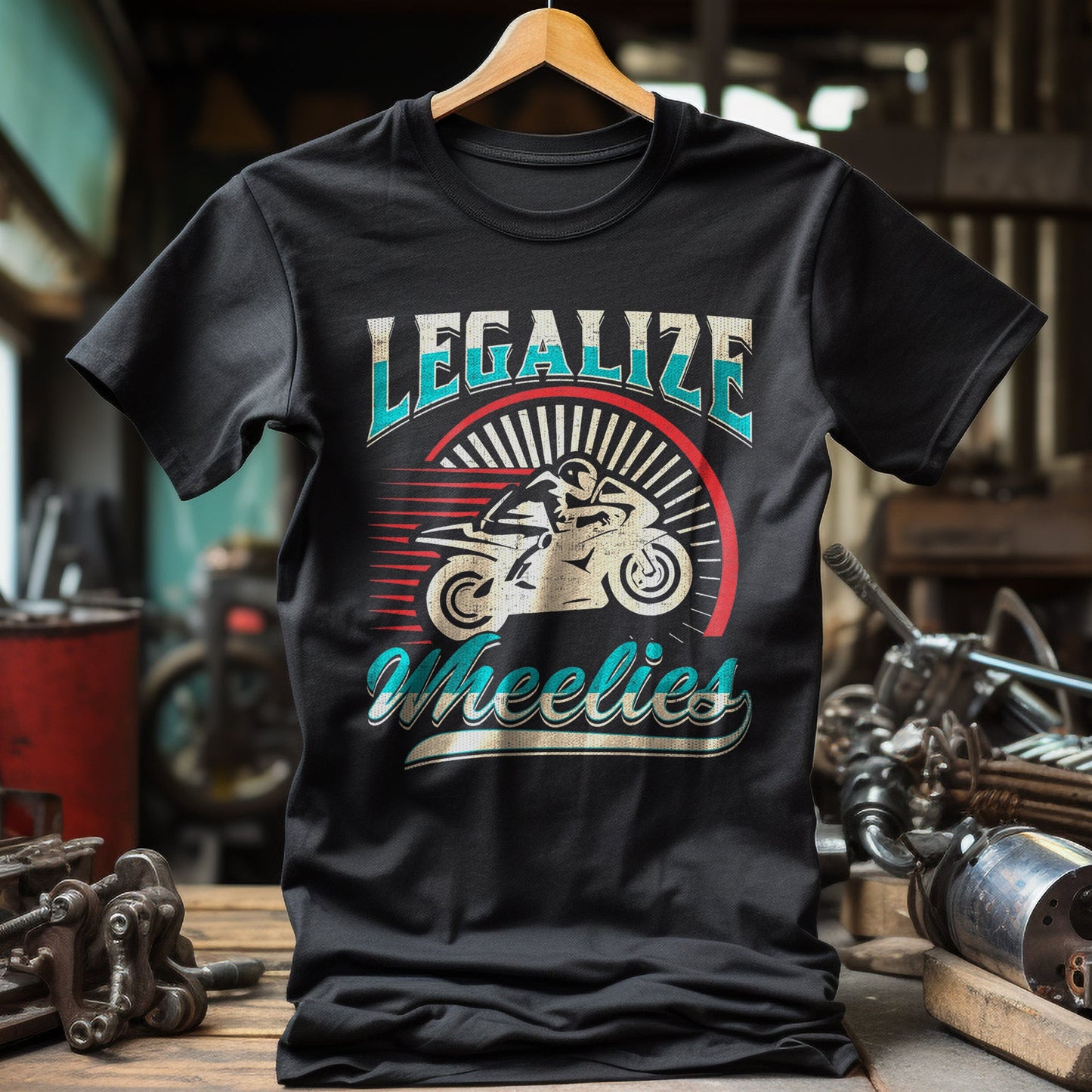 Wheelie Funny Biker T-Shirt - Rev Up