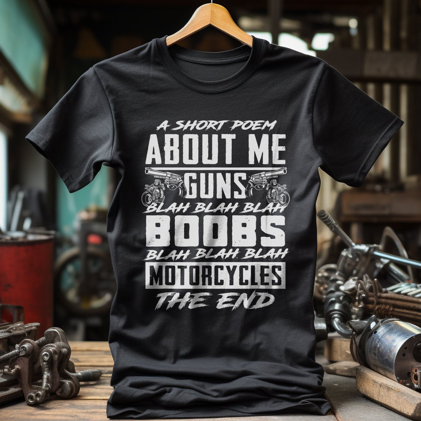 Men's Short Poem T-Shirt: Guns,