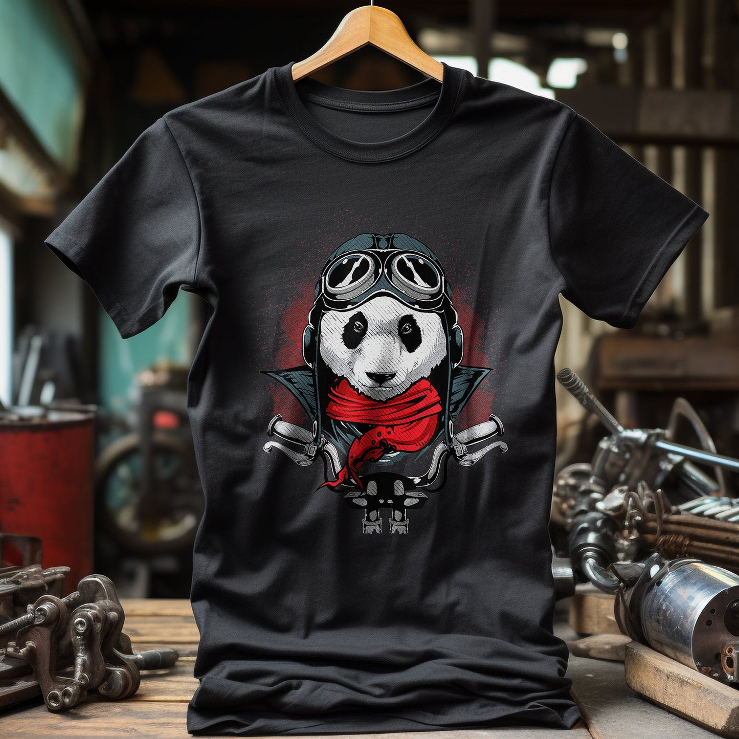 Panda Motorcycle Biker T-Shirt -