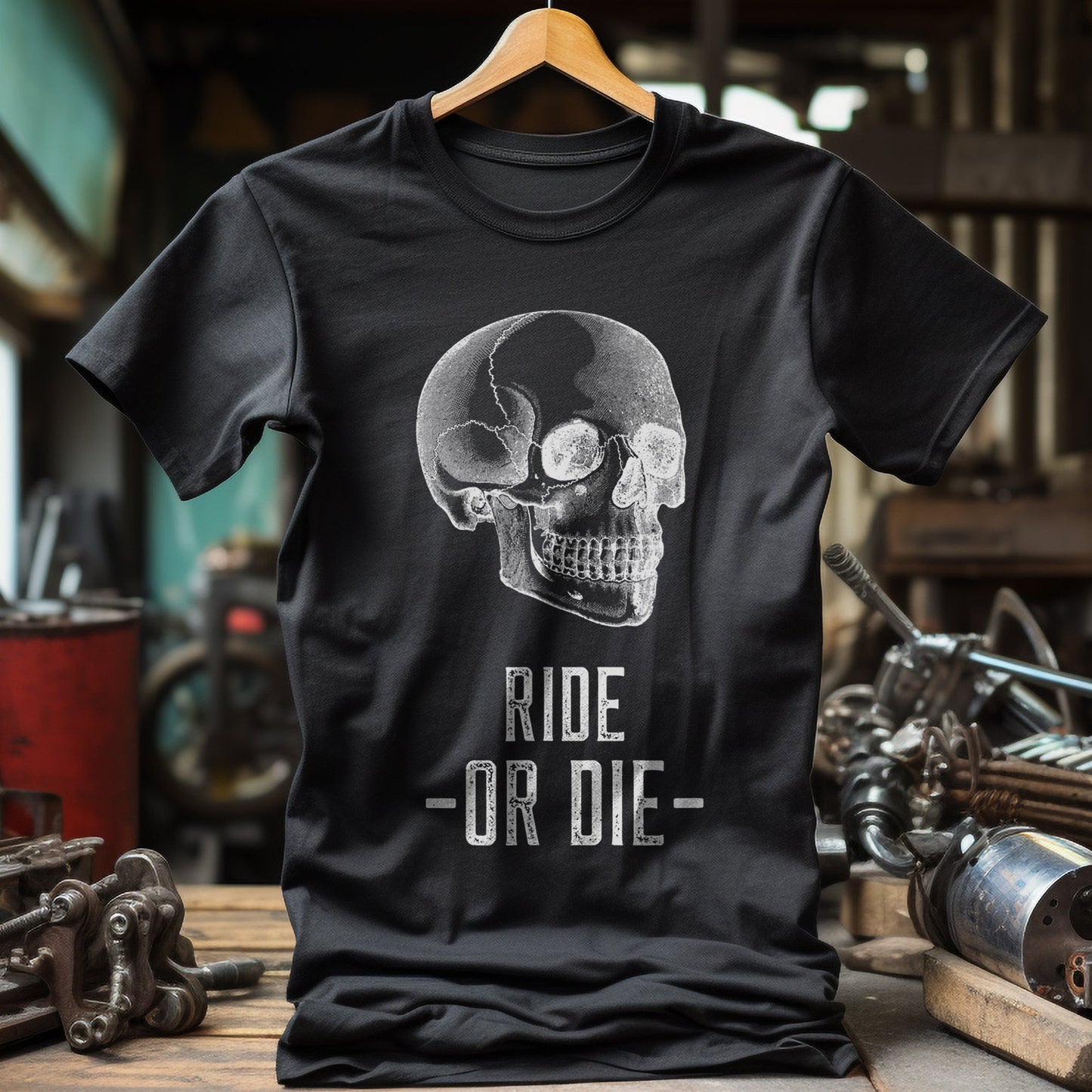 Ride or Die Biker T-Shirt - Skull