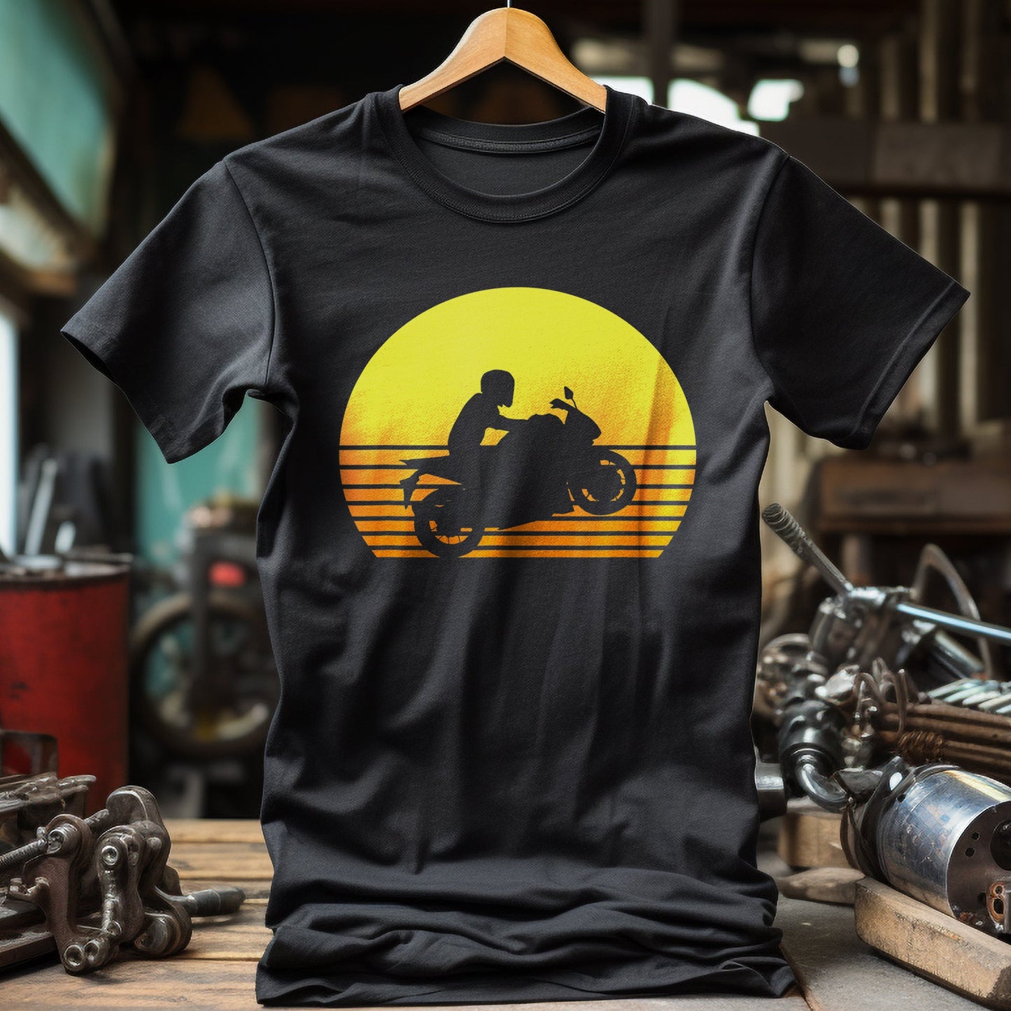 Sunset Motorcycle Wheelie T-Shirt