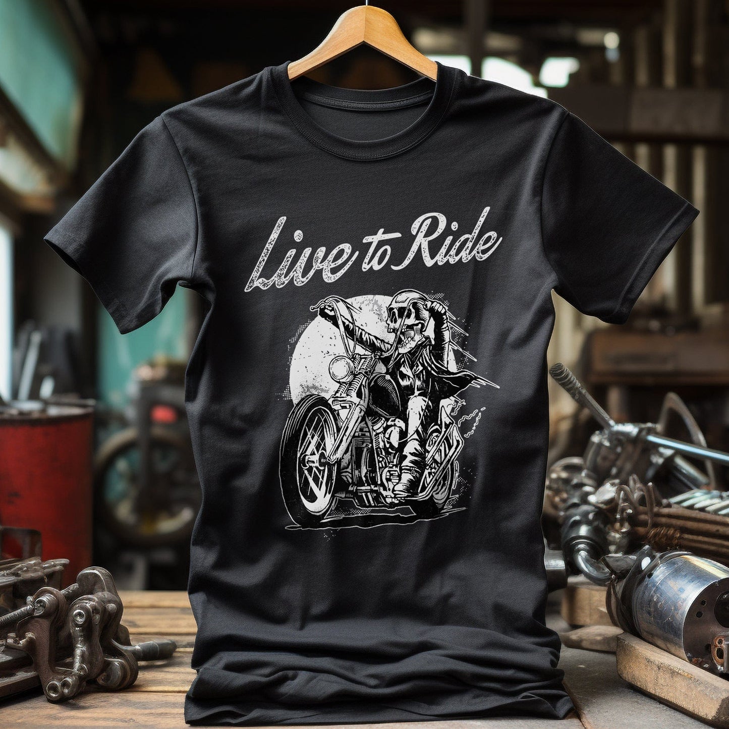 Skull Rider Motorcycle Biker T-Shirt