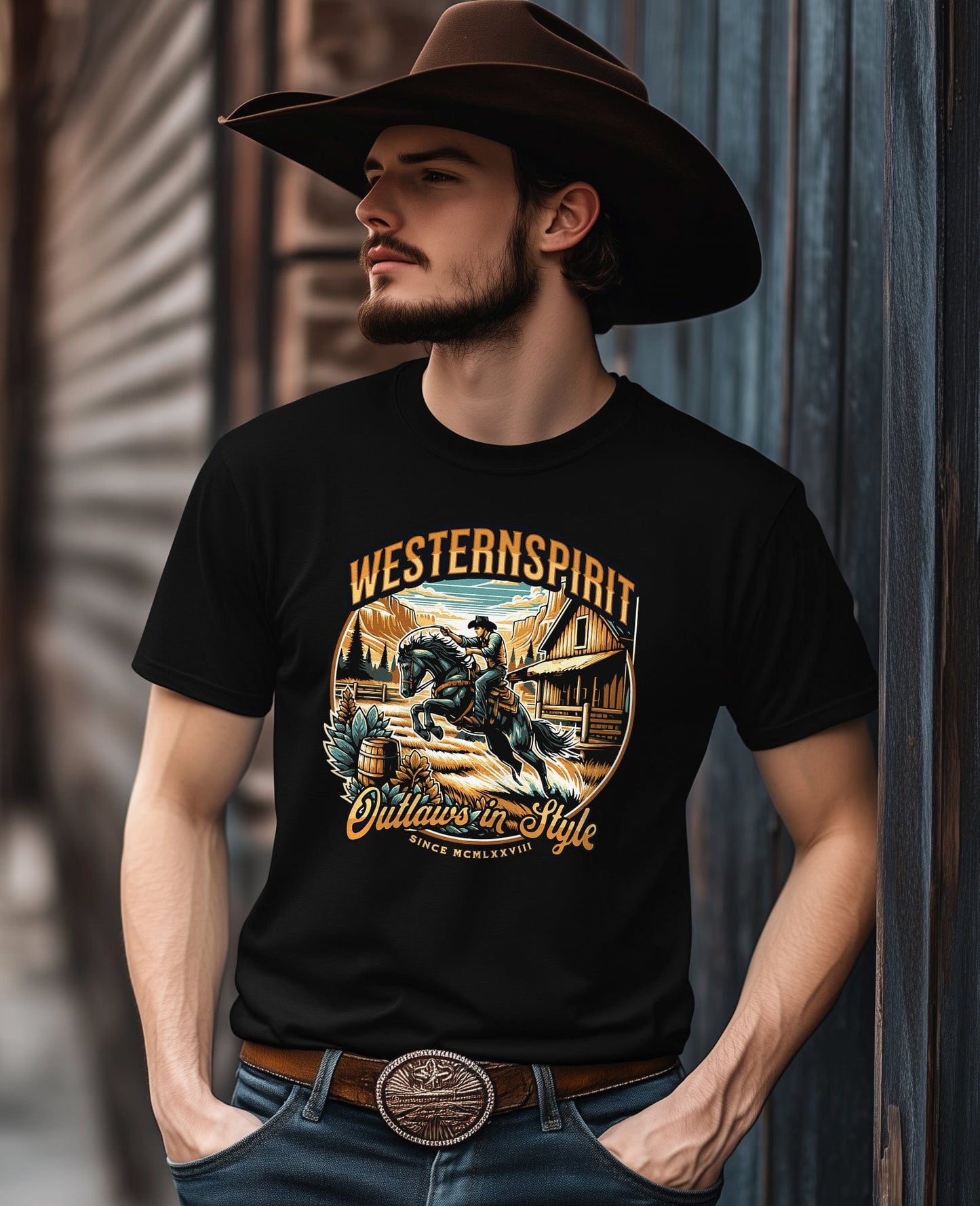 Western Spirit Cowboy T-Shirt - Saddle